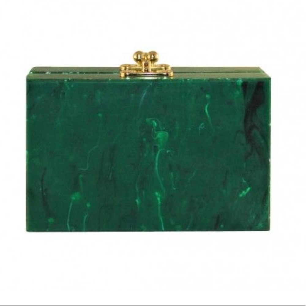 Ashlyn’d Marble Jade Green Acrylic Box Clutch